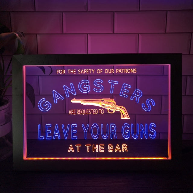 Gangsters Two Tone Bar Sign - Luxury Framed Edition