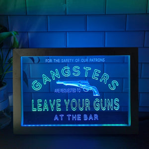 Gangsters Two Tone Bar Sign - Luxury Framed Edition
