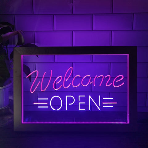 Image of Welcome Open Two Tone Sign - Luxury Framed Edition