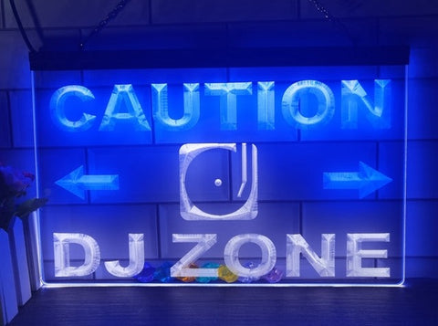 Caution DJ Zone Two Tone Illuminated Sign