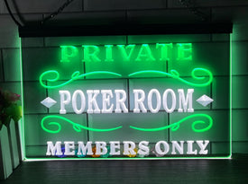 Private Poker Room Two Tone Illuminated Sign