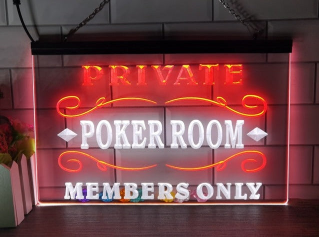 Private Poker Room Two Tone Illuminated Sign