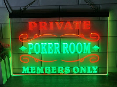 Private Poker Room Two Tone Illuminated Sign