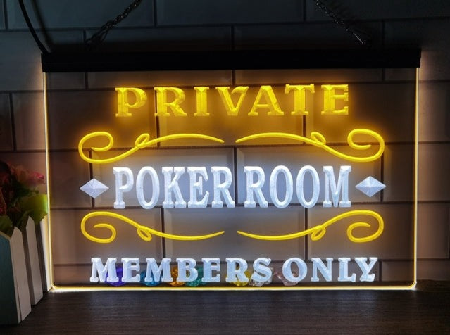 Private Poker Room Two Tone Illuminated Sign