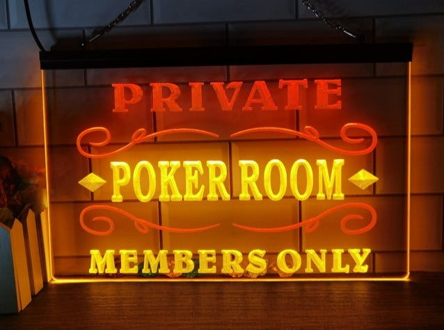 Private Poker Room Two Tone Illuminated Sign