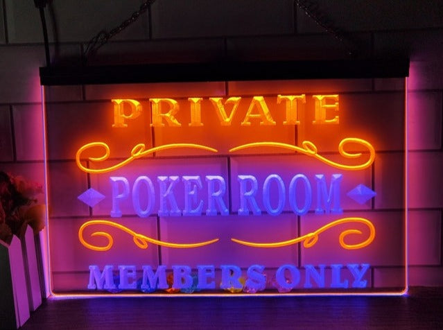 Private Poker Room Two Tone Illuminated Sign