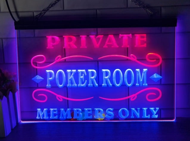 Private Poker Room Two Tone Illuminated Sign