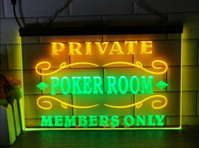 Private Poker Room Two Tone Illuminated Sign