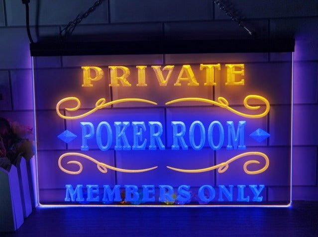 Private Poker Room Two Tone Illuminated Sign