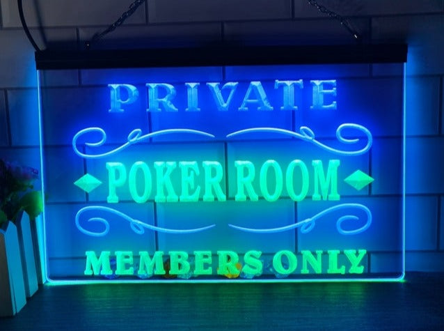 Private Poker Room Two Tone Illuminated Sign
