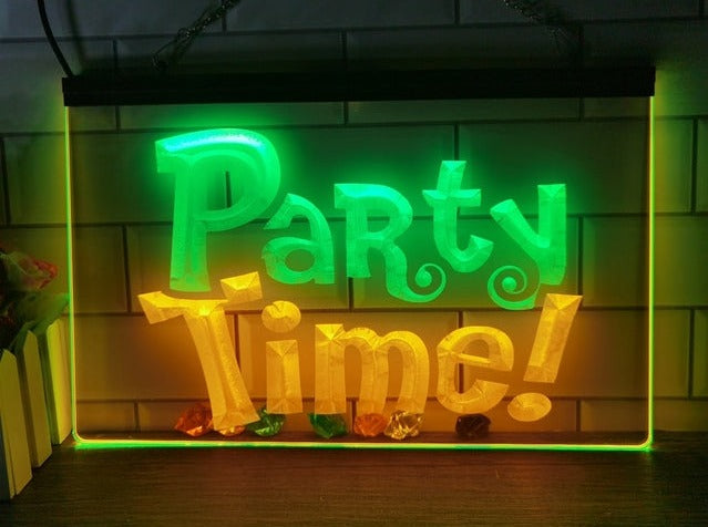 Party Time Two Tone Illuminated Sign