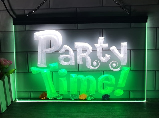 Party Time Two Tone Illuminated Sign