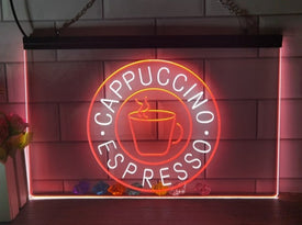 Cappuccino Espresso Coffee Two Tone Illuminated Sign