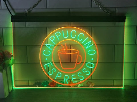 Image of Cappuccino Espresso Coffee Two Tone Illuminated Sign