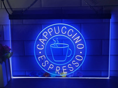 Cappuccino Espresso Coffee Two Tone Illuminated Sign