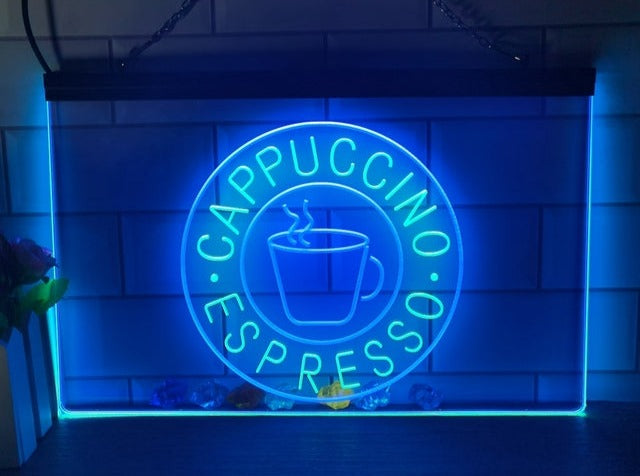Cappuccino Espresso Coffee Two Tone Illuminated Sign