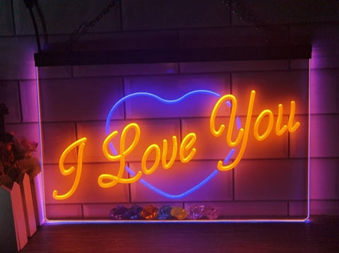 Image of I Love You Two Tone Illuminated Sign