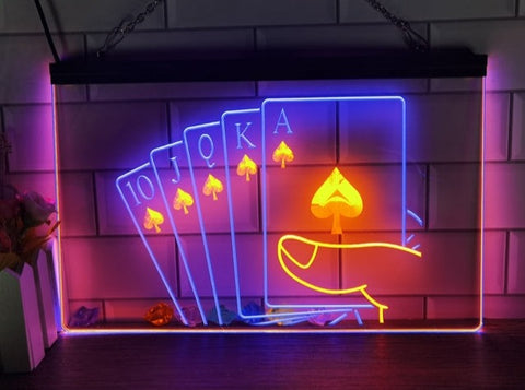 Image of Poker Hand Two Tone Illuminated Sign