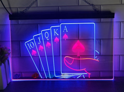 Image of Poker Hand Two Tone Illuminated Sign