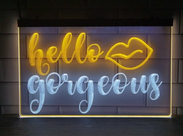 Hello Gorgeous Two Tone Illuminated Sign
