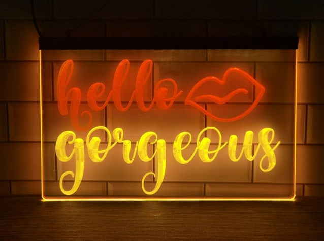 Hello Gorgeous Two Tone Illuminated Sign