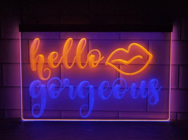 Hello Gorgeous Two Tone Illuminated Sign