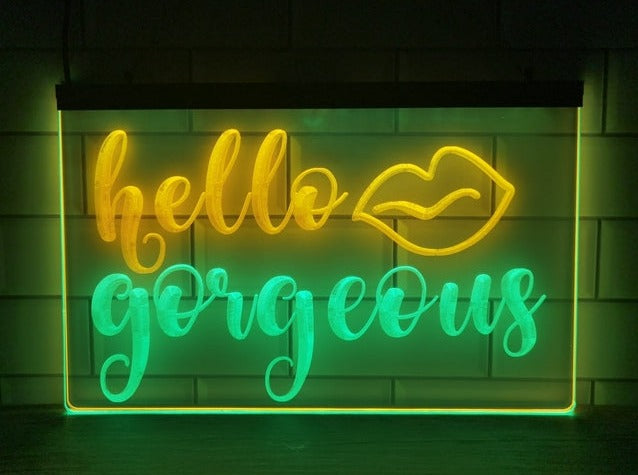 Hello Gorgeous Two Tone Illuminated Sign