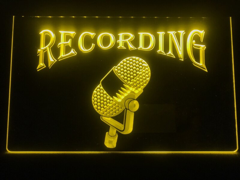Recording Old Style Microphone Illuminated Sign