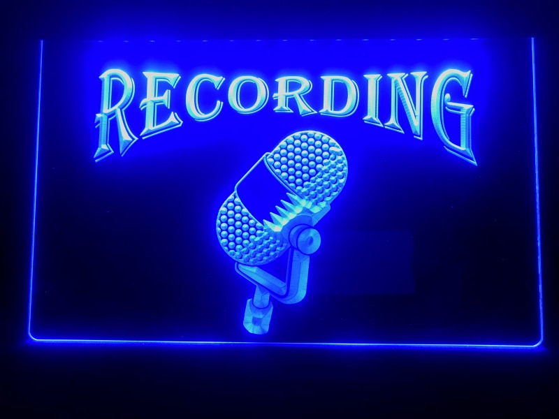 Recording Old Style Microphone Illuminated Sign