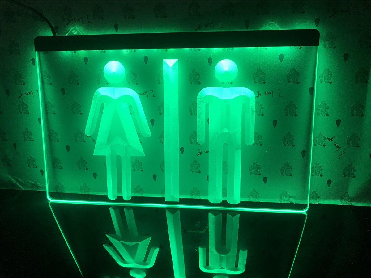 Toilet Washroom LED neon sign in green