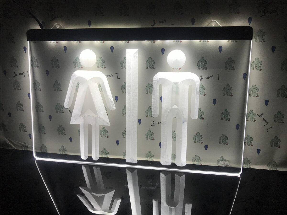 Toilet Washroom LED neon sign in white
