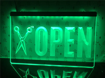 Open Barber Shop Illuminated Sign