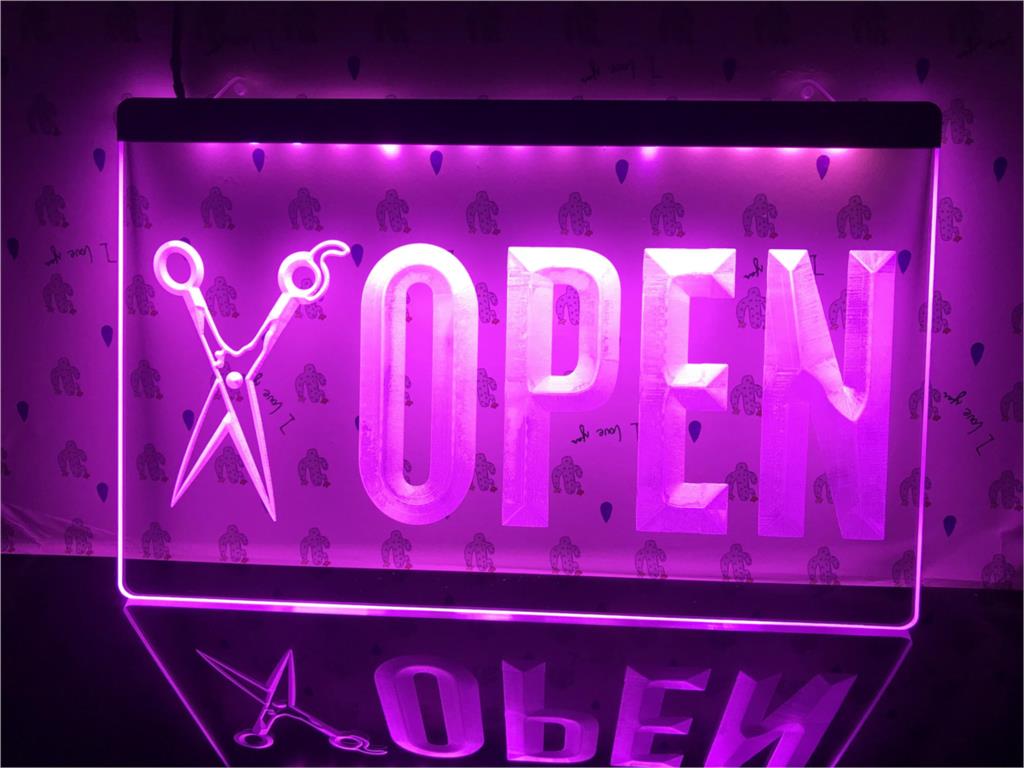 Open Barber Shop Illuminated Sign