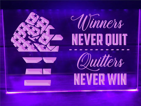 Image of Winners Never Quit Illuminated Sign