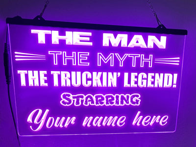 neon trucking legend sign - violet