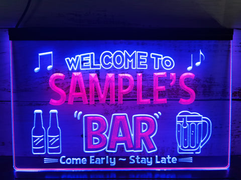 Image of Welcome to My Bar Personalized Two Tone Illuminated Sign