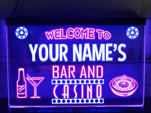 Image of Bar and Casino Two Tone Personalized LED Neon Sign