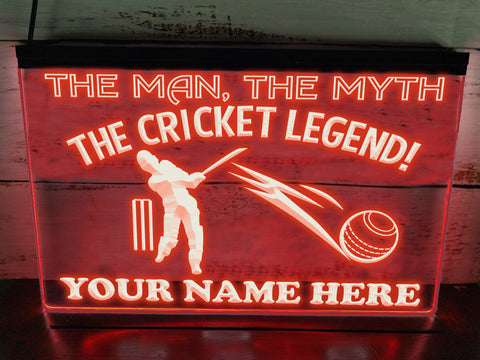 Image of The Cricket Legend Personalized LED Neon Sign
