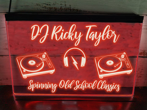 Image of DJ Spinning Your Music Illuminated LED Neon Sign