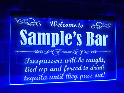 Trespassers Bar Personalized Illuminated Sign