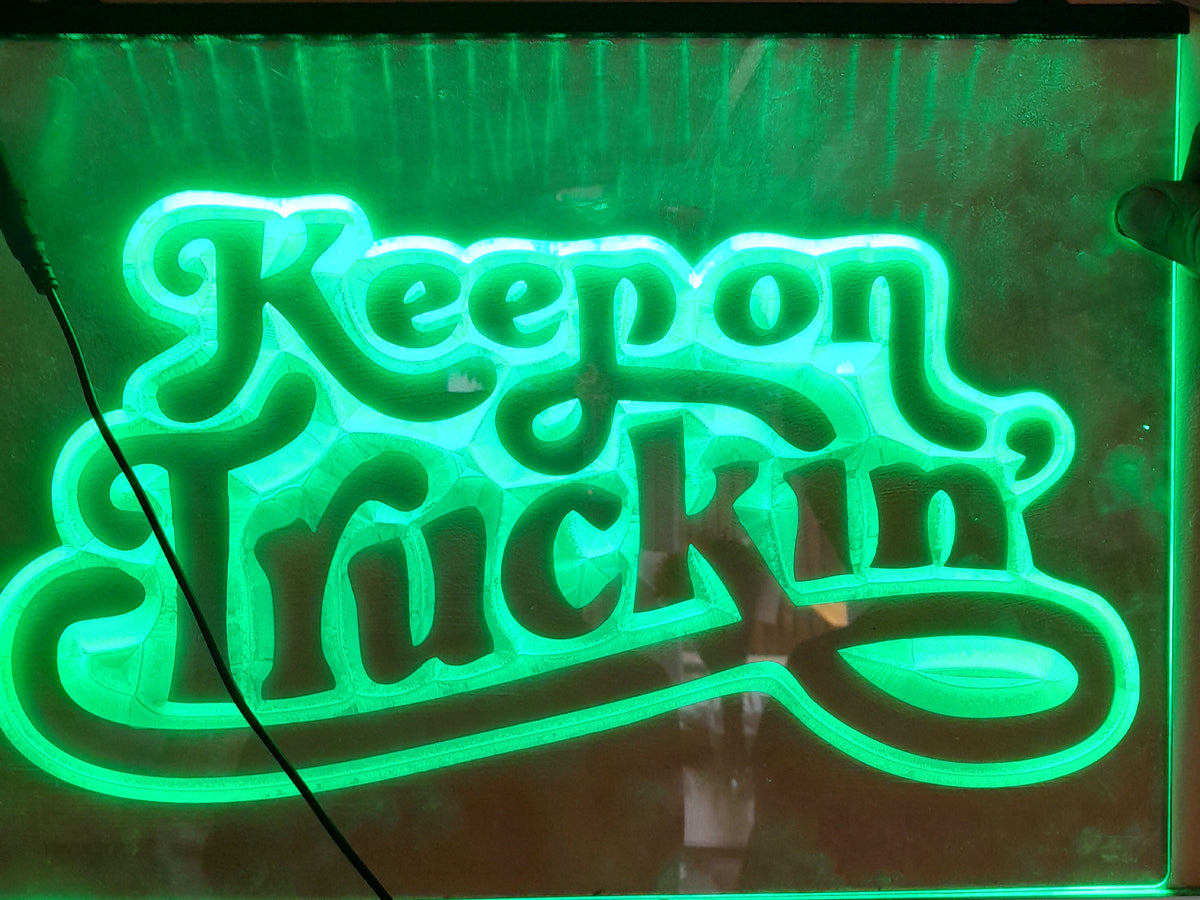 Keep on Truckin' LED Neon Sign in green
