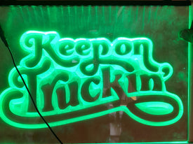 Keep on Truckin' LED Neon Sign in green